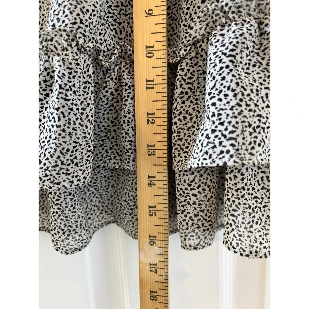 Sienna Sky Women's Size S‎ Black/White Skirt Ruffles Tiered Lined Mini Boho Chic